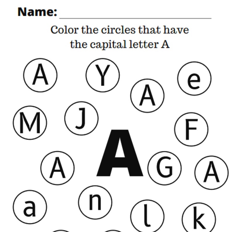 26 printable worksheets capital letters kindergarten first etsy
