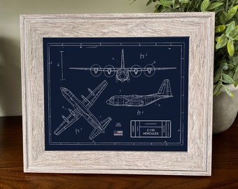 Customizable C-130 Hercules Blueprint Illustration