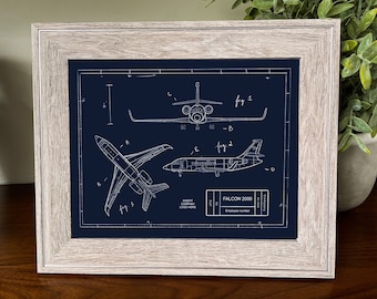 Customizable Falcon 2000 Blueprint Illustration