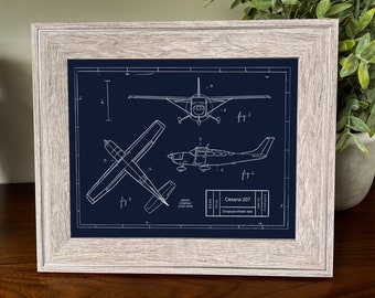 Customizable Cessna 207 Blueprint Illustration