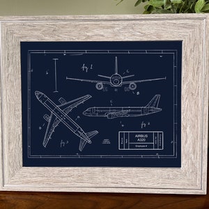 Customizable Airbus A320 Blueprint Illustration