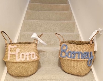 Personalised storage basket| Personalized basket | Crochet | knitted name | Childrens room