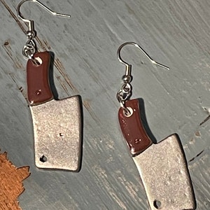 Miniature Meat Cleaver Earrings. Perfect for HaLLowEEn.
