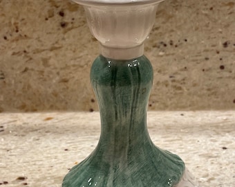 Vintage Majolika Meiselman Imports Keramik Kerzenhalter Grün und Weiß Made in Italy