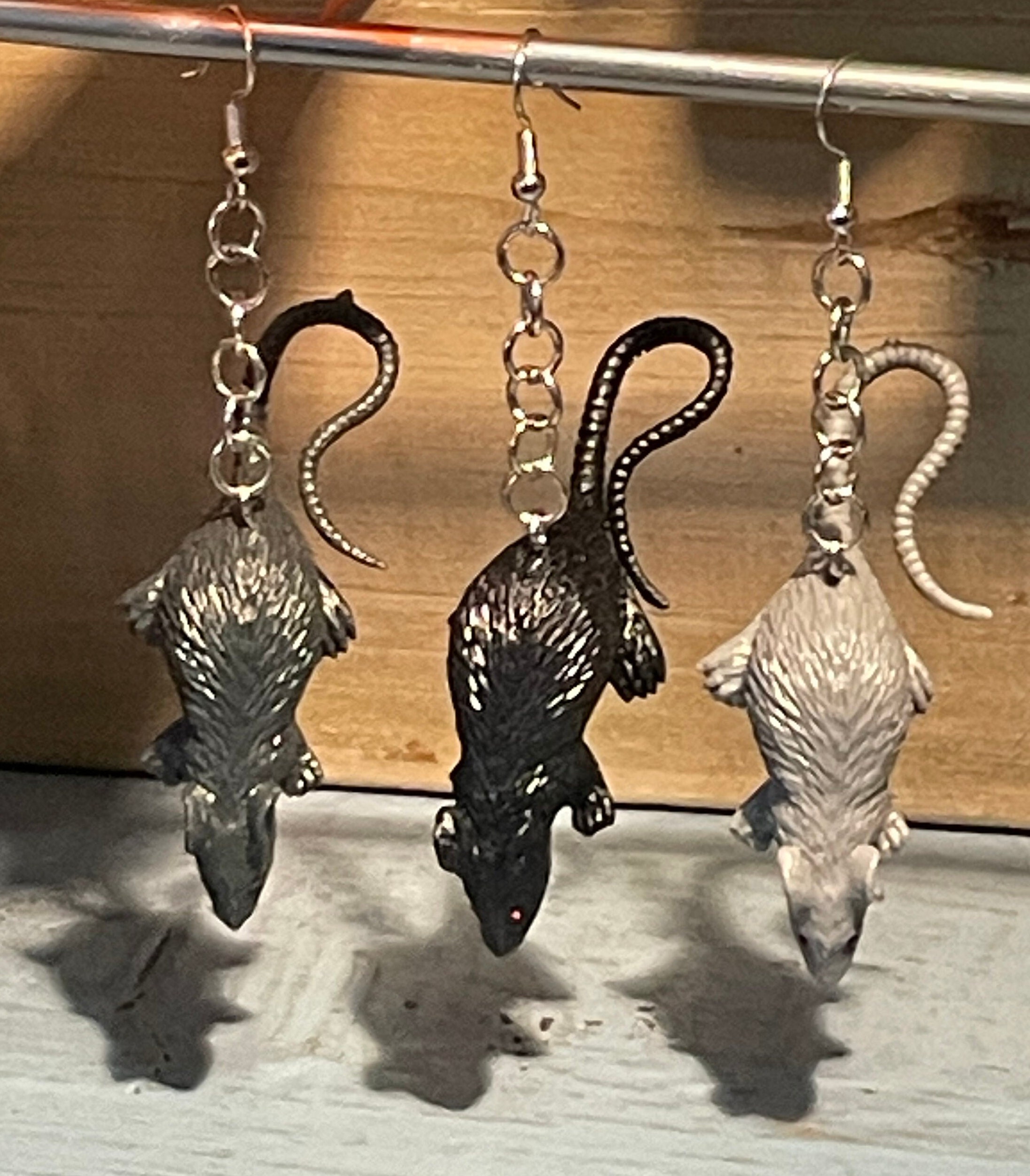 Cutest Creepy Rubber Rats. Miniature Toy Rat Earrings. Perfect for ...