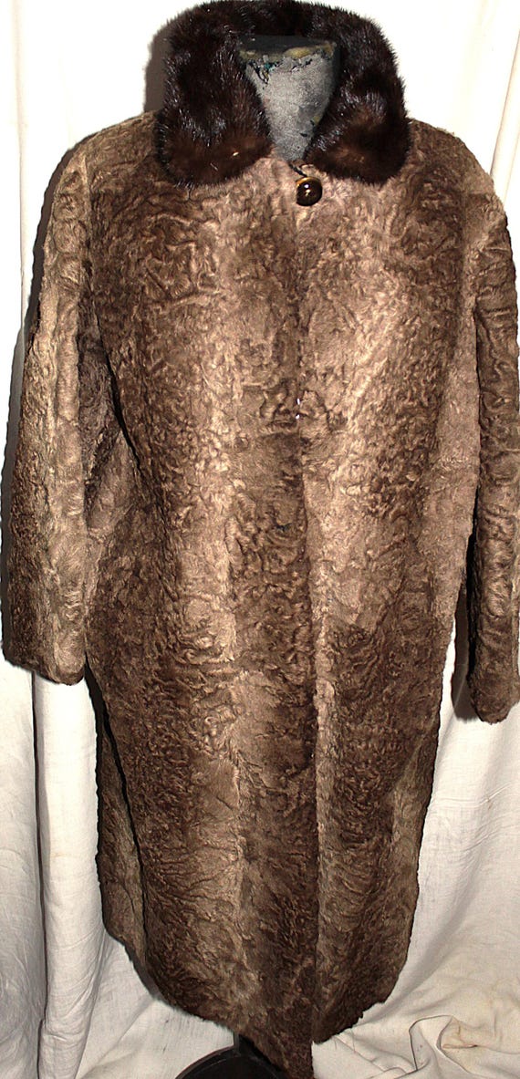Manteau En Fourrure Véritable De Vison - Taille 40-42 - Marron/noir - Très Bon état Occasion