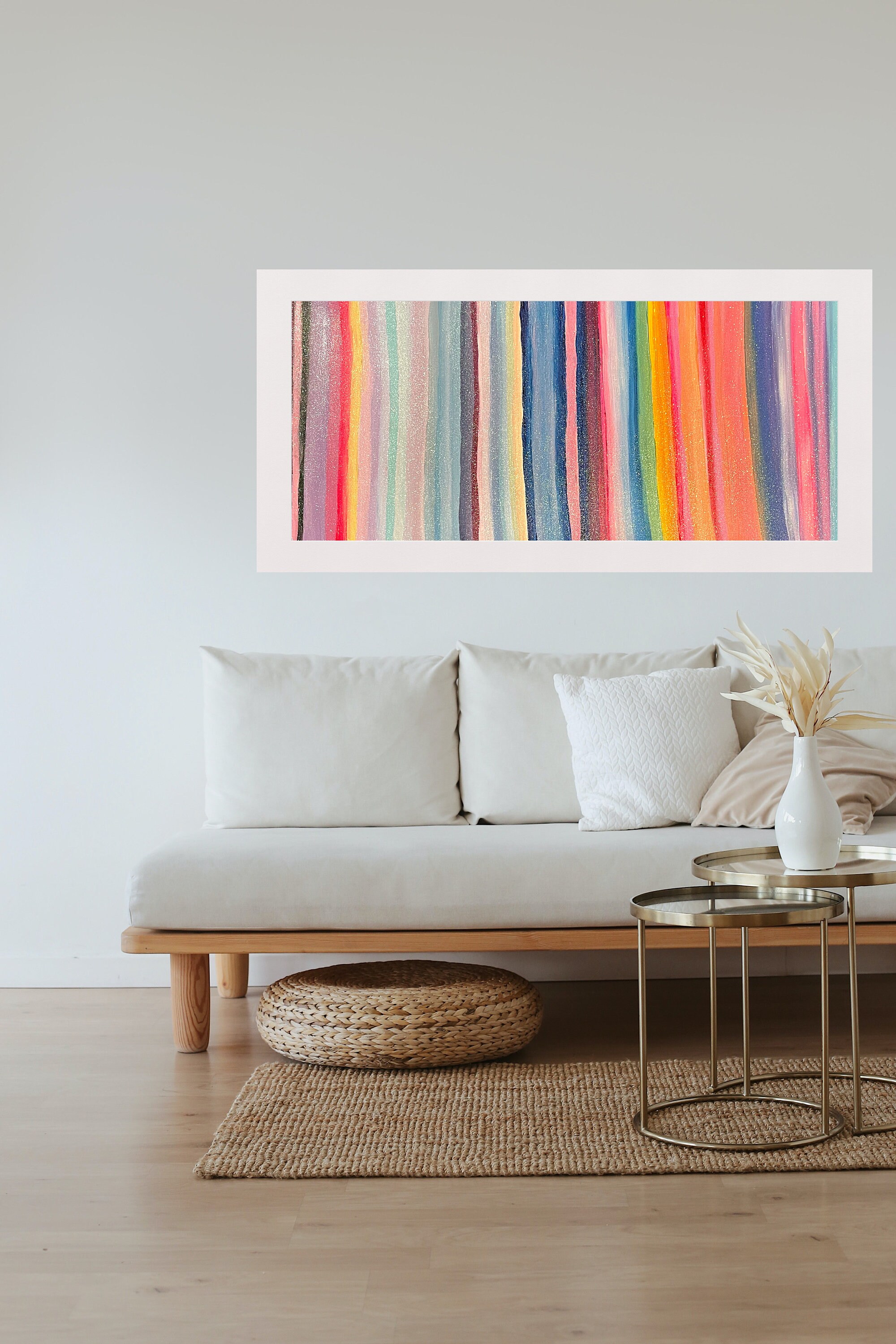 Large Original Striped Painting On Stretched Canvas Fun Art Etsy