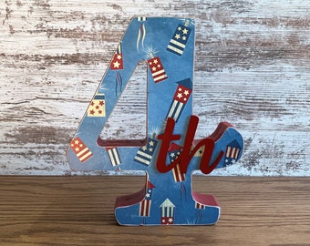 4th of July Summertime ,Americana, Patriotic Wood Decoration, 4th of July Tiered Tray, Standing Wood Letters