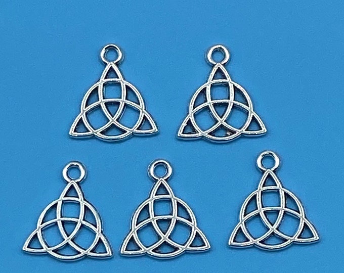 Small Silver Triquetra Celtic Trinity Knot Charm - Set of Five