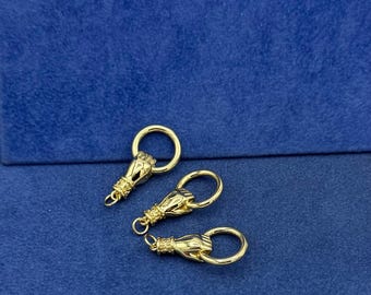 Traditional Victorian Style 18kt Gold Plated Hand Holding a Hoop Charm Pendants