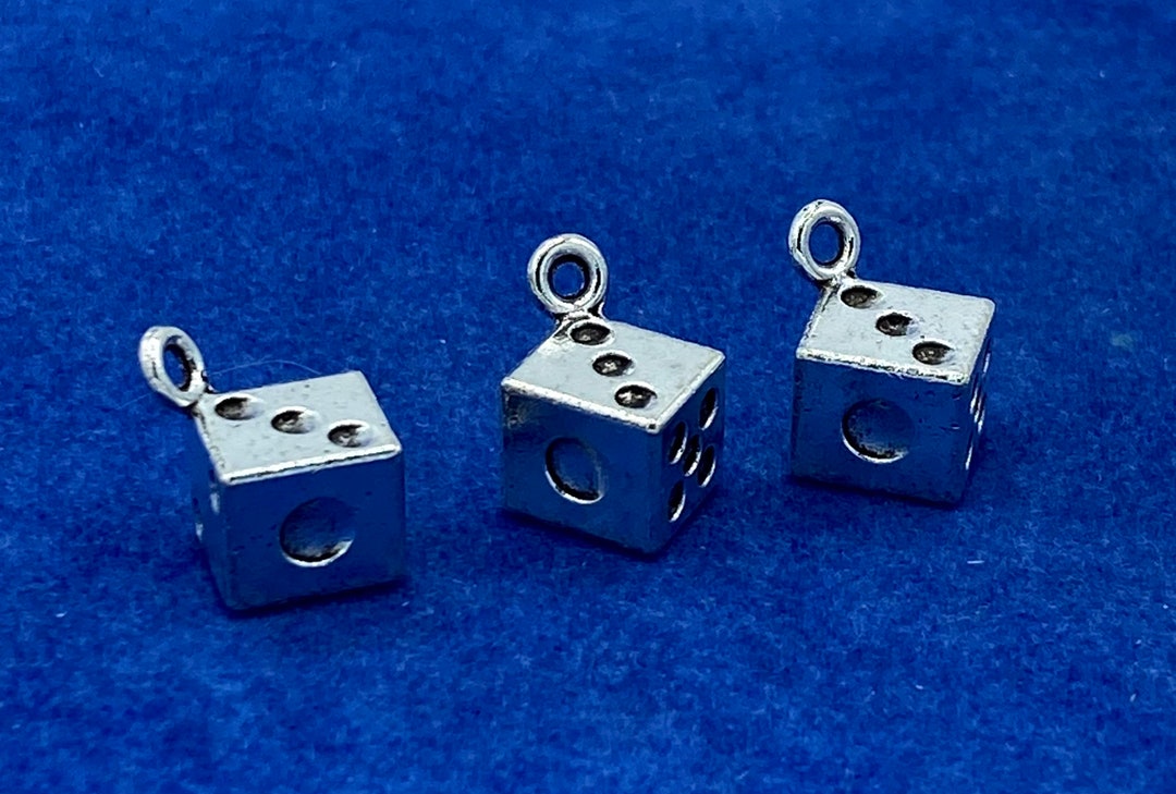 Silver Lucky Dice Charm Pendants Set of Three Etsy UK