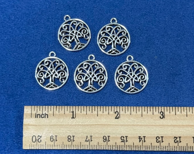 Silver Celtic Tree of Life Charm Pendent ~ Set of Five