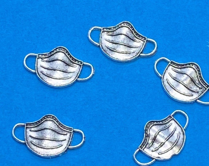 Silver Surgical Face Mask Charm Pendants  - Set of Five
