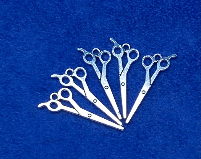 Silver Professional Hairdressing and Barber Scissor Charms and Pendants - Set of Five