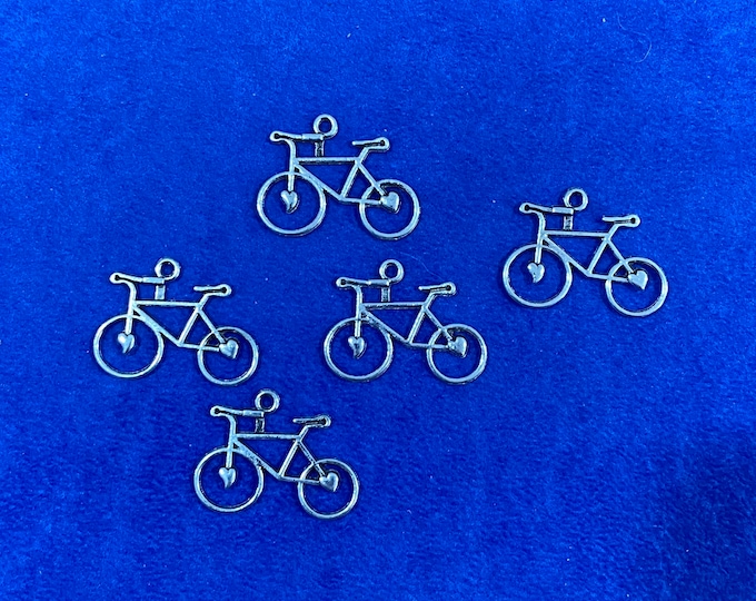Large Silver Traditional Bicycle Charm and Pendants ~ Set of Five