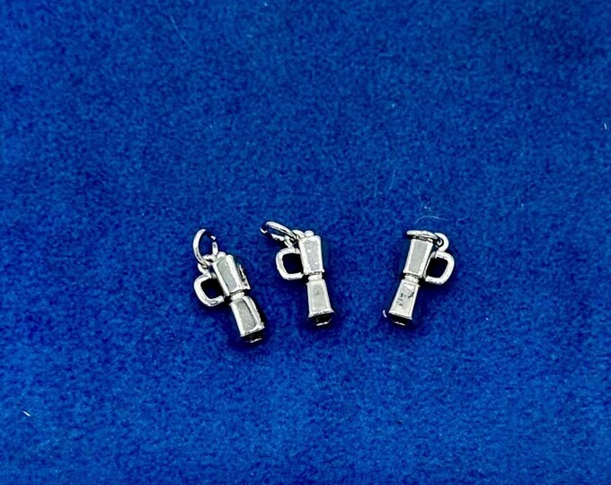 Mini Brass with Platinum Plate Stovetop Coffee Moka Pot Charm Pendant- Set of Three