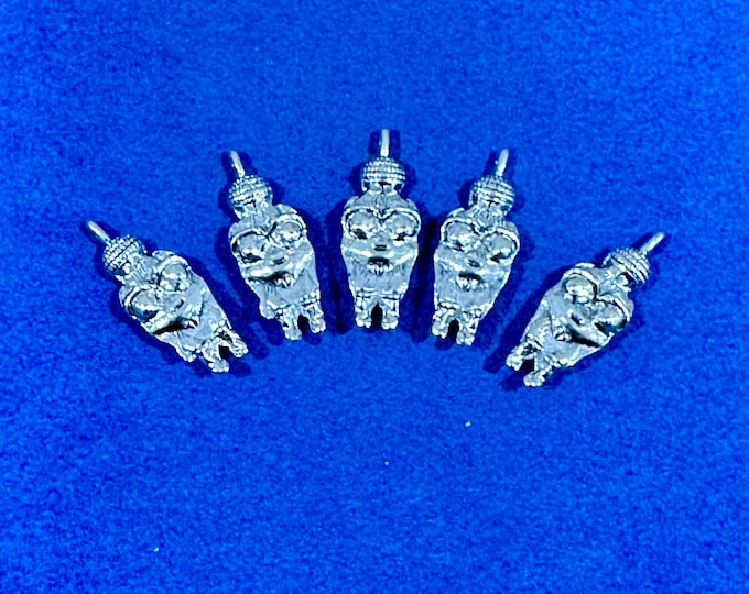 Silver Venus of Willendorf Palaeolithic Woman Charm Pendents - Set of Five