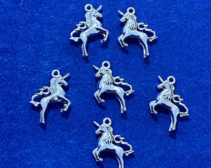 Traditional Style Sliver Unicorn Charm Pendants ~ Set of Six