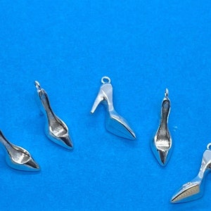 Silver High Heel Pump Shoe Charm Pendants - Set of Five