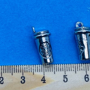 Silver Take Away Coffee Cup Travel Mug Charm Pendant  -  Set of Five