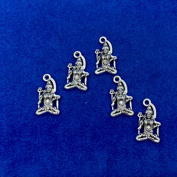 Silver Statue of Shiva Hindu God Charm Pendant - Set of Five