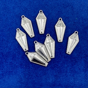 Traditional Halloween Vampire Coffin in Silver Charm Pendants~ Set of Eight