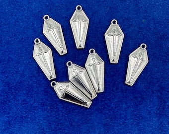 Traditional Halloween Vampire Coffin in Silver Charm Pendants~ Set of Eight