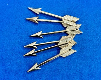 Large Pale Gold Arrow Charm Pendants - Set of Six
