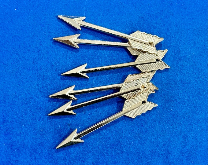 Large Pale Gold Arrow Charm Pendants - Set of Six