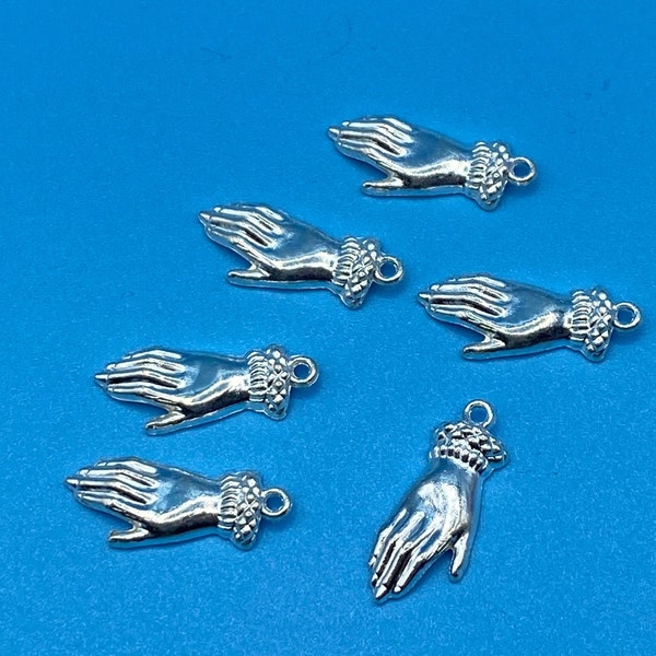 Silver Traditional Victorian Hand Charm Pendants - Set of Six