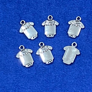 Silver New ‘Baby’ Sleep Suit Romper Suit Charms Pendants ~ Set of Six