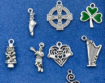 Silver Iconic Irish,Ireland and St Patrick’s Charms and Pendants  - Set of Eight