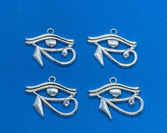 Large Silver Eye of Horus, Wedjat Eye, Udjat Eye Charm Pendant - Set of Four