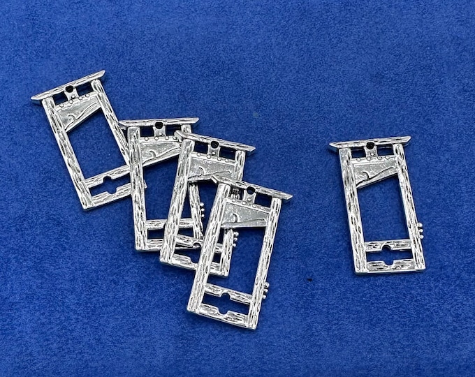 Silver Gothic Mini Guillotine Charms Pendants ~ Set of Five