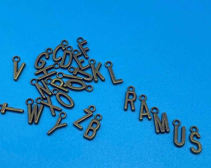 Capital Letter Charms Pendents in Antique Bronze ~ A-Z ~ Set of Twenty-Six