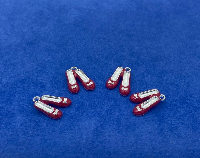Little Red Shoes Ruby Slippers from the Wizard of Oz Charms and Pendants - Set of Four