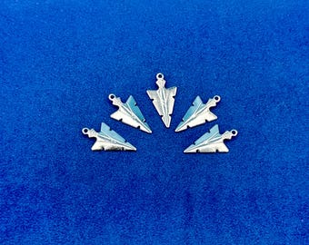 Large Stainless Steel Silver Arrow Head Pendant Charm ~ Set of Five