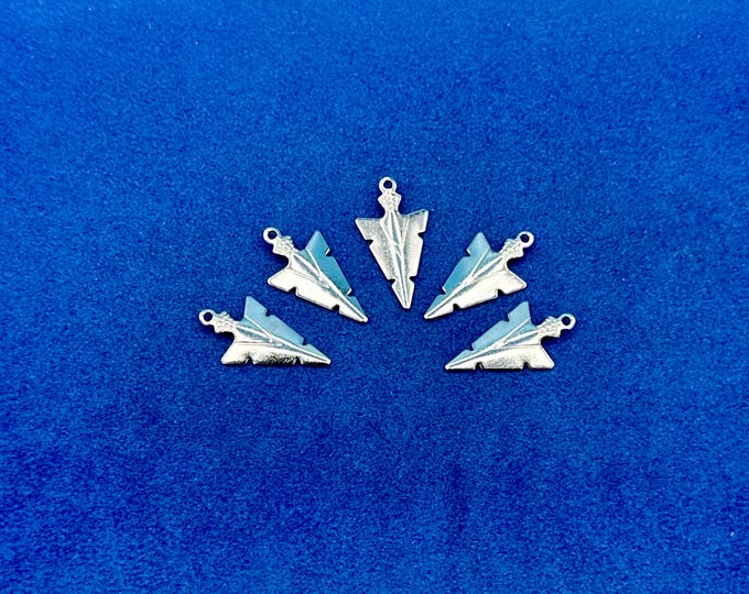 Large Stainless Steel Silver Arrow Head Pendant Charm ~ Set of Five