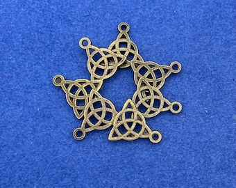 Small Bronze Triquetra Celtic Trinity Knot Charm - Set of Seven