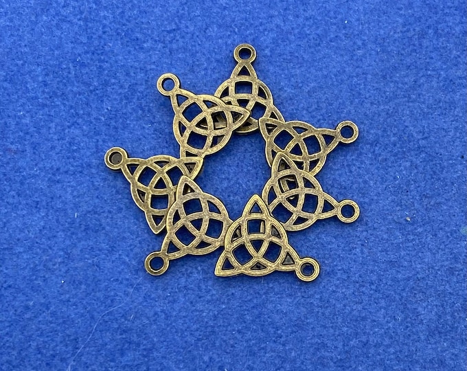 Small Bronze Triquetra Celtic Trinity Knot Charm - Set of Seven