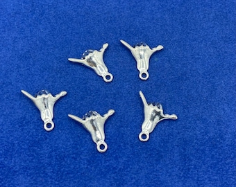 Silver Hawaiian Surfer Hand Sign Symbol ‘ The Shaka’ Charms Pendants - Set of Five