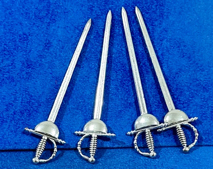 Large Silver Fantasy Weapons Traditional Replica Miniature Swords Cutlass Charm and Pendants - Set of Four