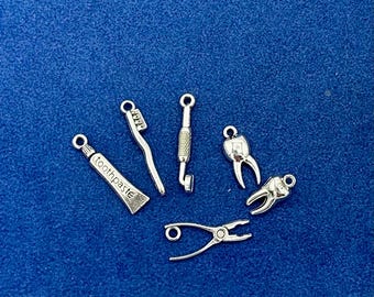 Zilveren tandartsbedels: hangers voor mondhygiëne, set van 6 inch