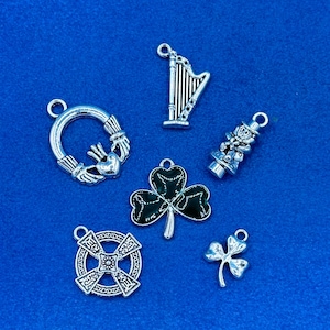 Silver Iconic Irish,Ireland and St Patrick’s Charms and Pendants  - Set of Six