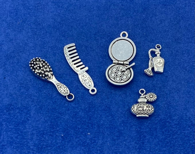 A set of Five Silver Beauty and Make Up Charms and Pendents - A set of Five