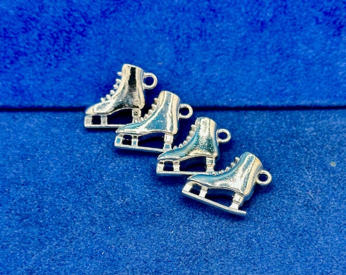 Vintage Silver Ice Dancing Skating Boots for Christmas Holidays Charms or Pendants ~ Set of 4