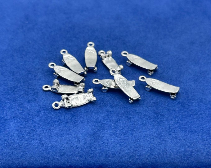 Small Silver Traditional Skateboard Charm and Pendants ~ Set of Ten