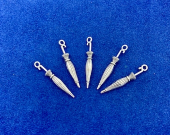 Silver Traditional Umbrella ‘ Brolly’ Parasol Charms and Pendants ~ Set of Five