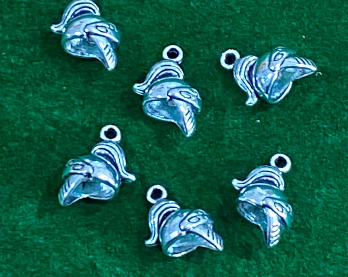 Small Silver Medieval Knights Helmet ‘Armet’ Armour Charm Pendants - Set of Six