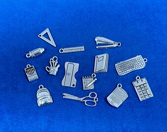 Silver Work, School and Office Items Charm and Pendants  ~ Set of Fourteen